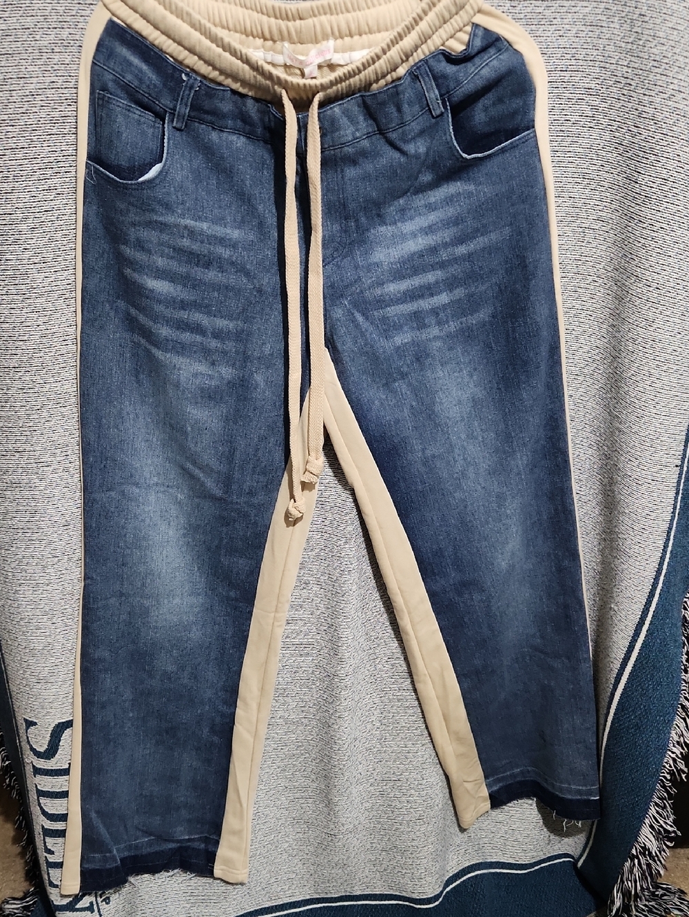 Blue Denim Two Tone Relaxed Jeans